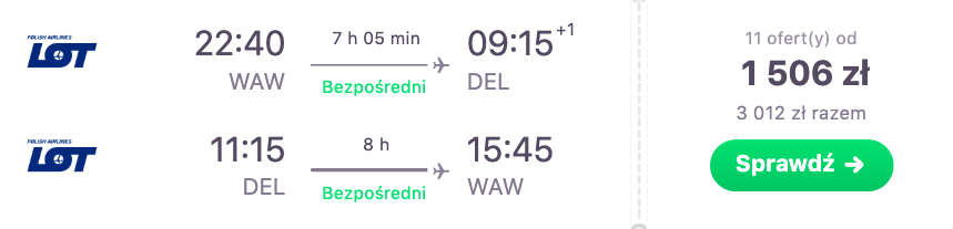 zarezerwuj loty do delhi