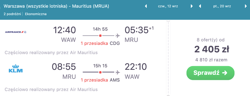 zarezerwuj loty na mauritius