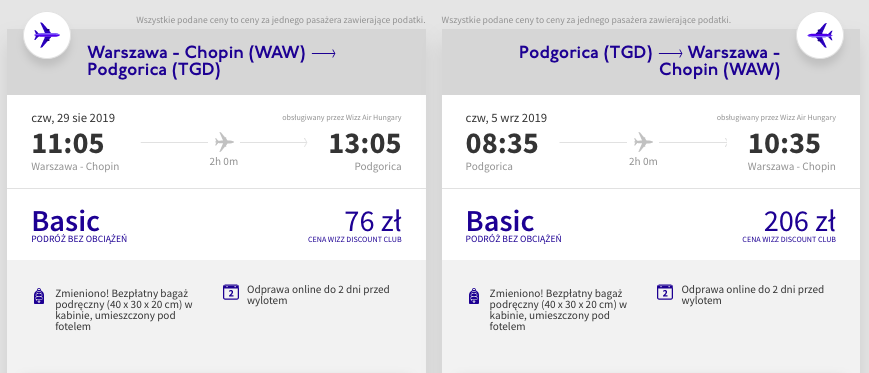 zarezerwuj loty do czarnogrory