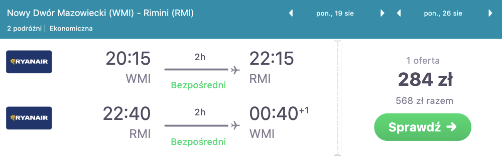 zarezerwuj loty do rimini