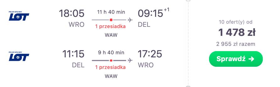 zarezerwuj loty do delhi