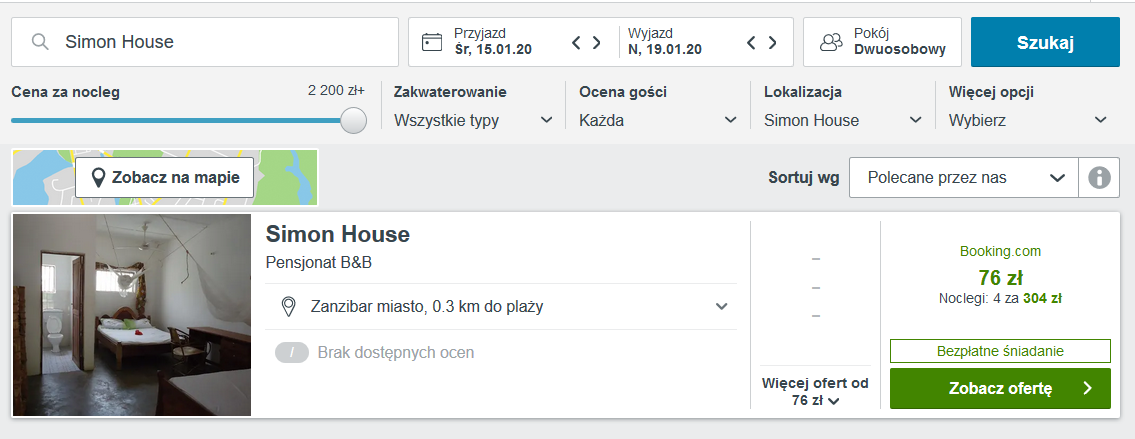 nocleg na zanzibarze