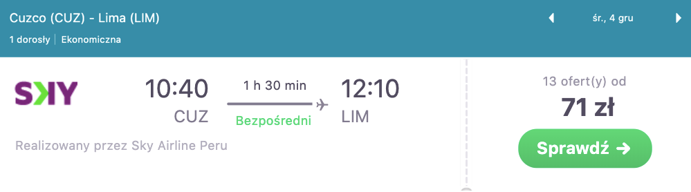 zarezerwuj loty do limy