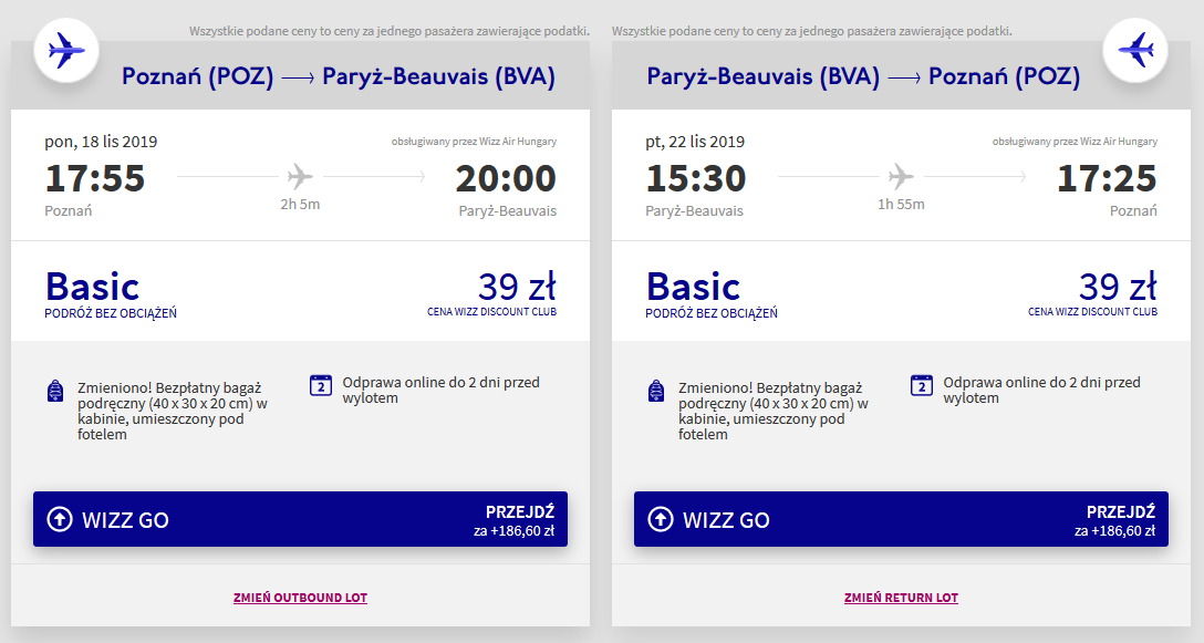 paryz loty