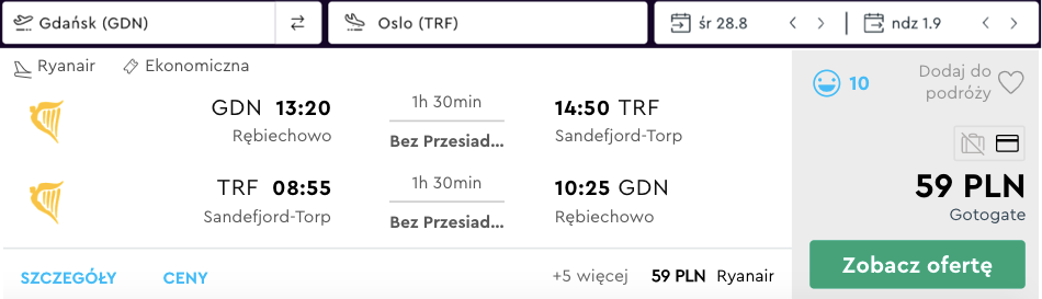 zarezerwuj loty do oslo