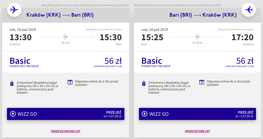 zarezerwuj loty do bari