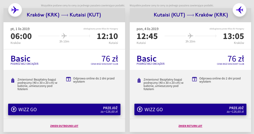 zarezerwuj loty do kutaisi