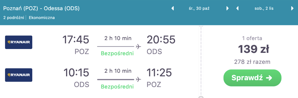 zarezerwuj loty do odessy