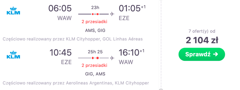 zarezerwuj loty do argentyny