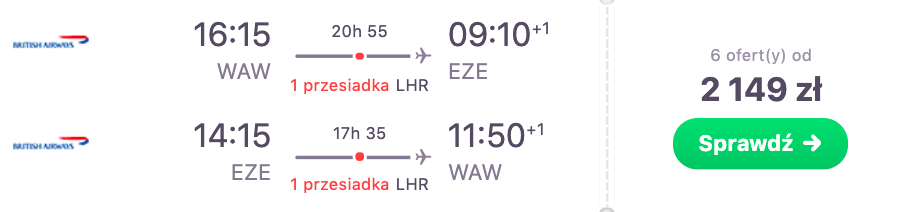 zarezerwuj loty do argentyny