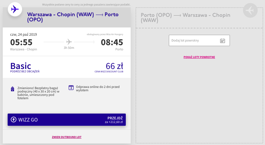 zarezerwuj loty do porto
