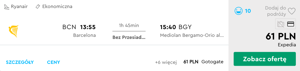 zarezerwuj loty do bergamo