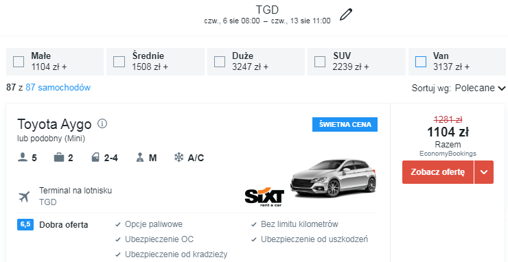rezerwacja auta