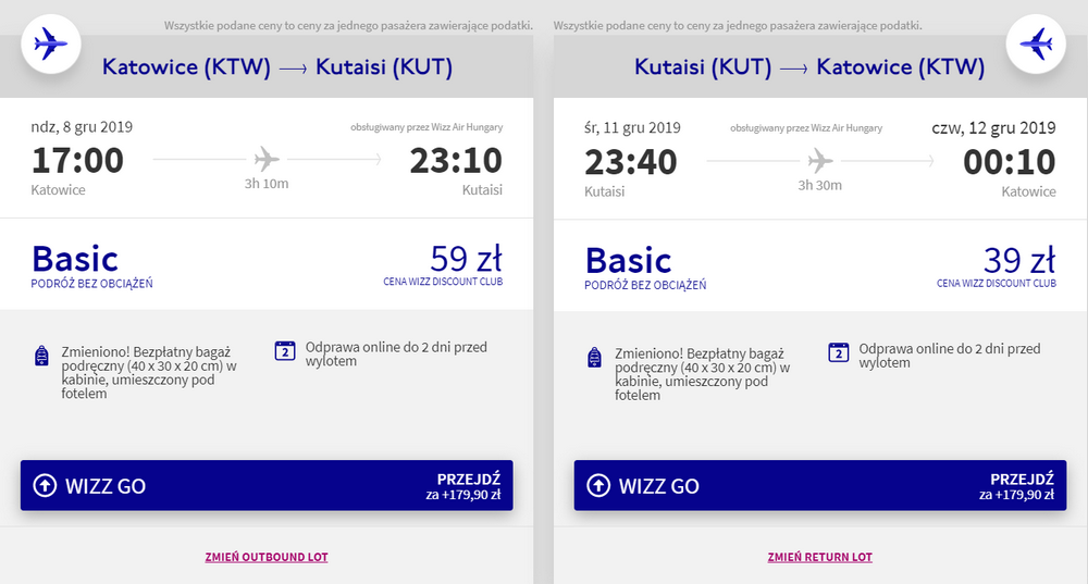 Loty do Kutaisi