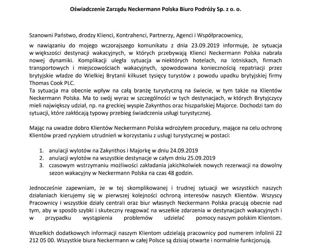 oświadczenie neckermann