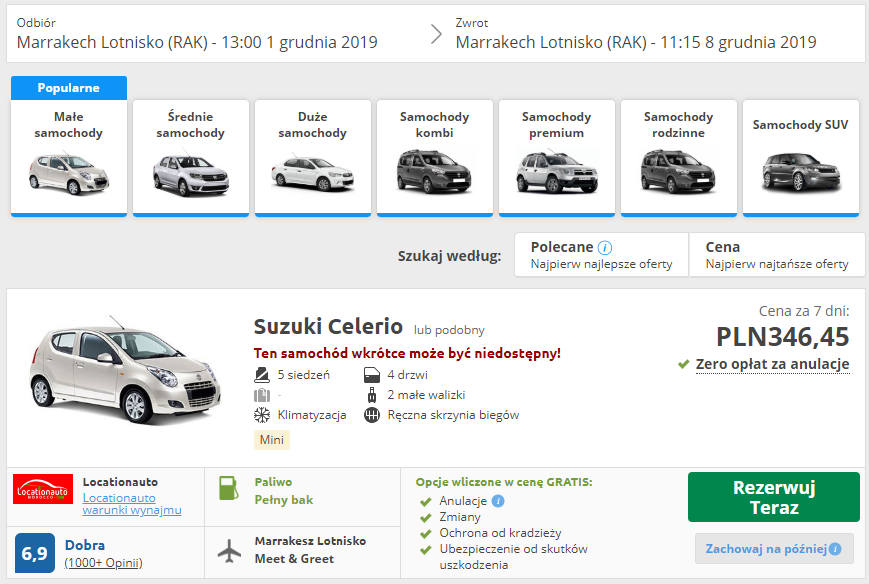 rezerwacja auta