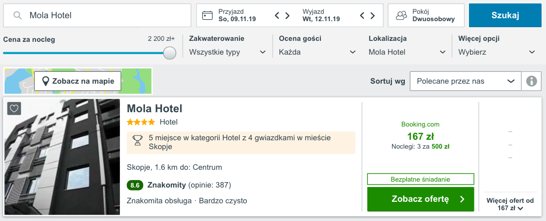 zarezerwuj hotel w skopje