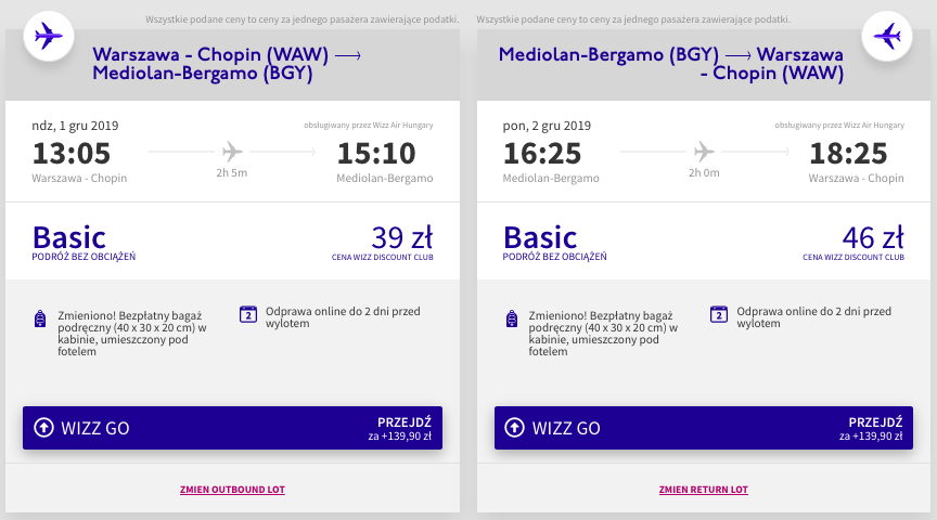 zarezerwuj loty do bergamo