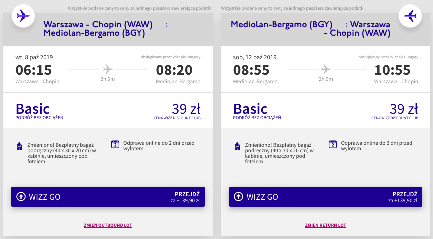 zarezerwuj loty do bergamo