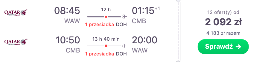 zarezerwuj loty na sri lanke