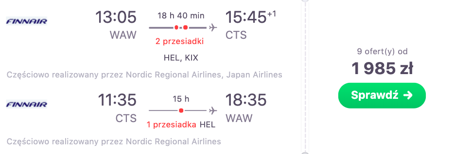 zarezerwuj loty do sapporo