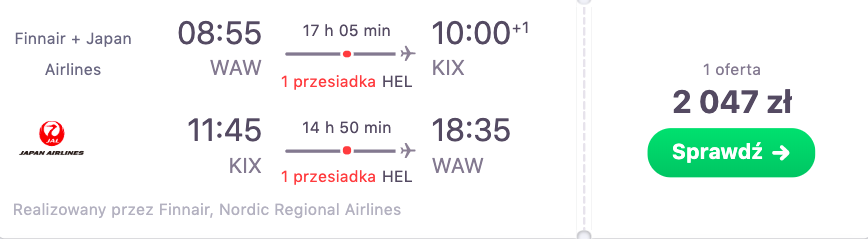 zarezerwuj loty do osaki