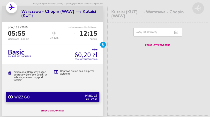 zarezerwuj loty do kutaisi