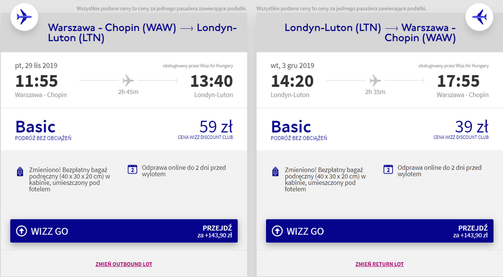 warszawa londyn loty