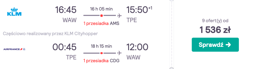 zarezerwuj loty do tajpej