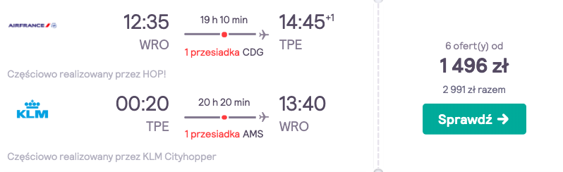 zarezerwuj loty do tajpej