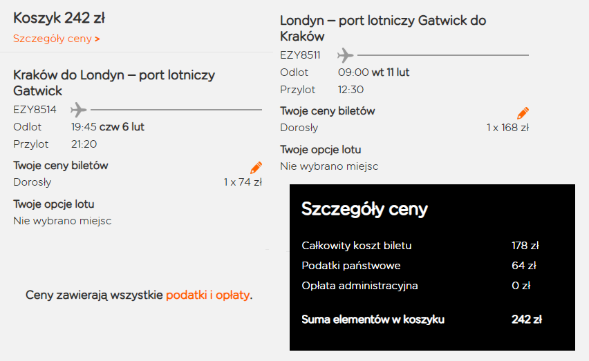 easyjet oplata administracyjna