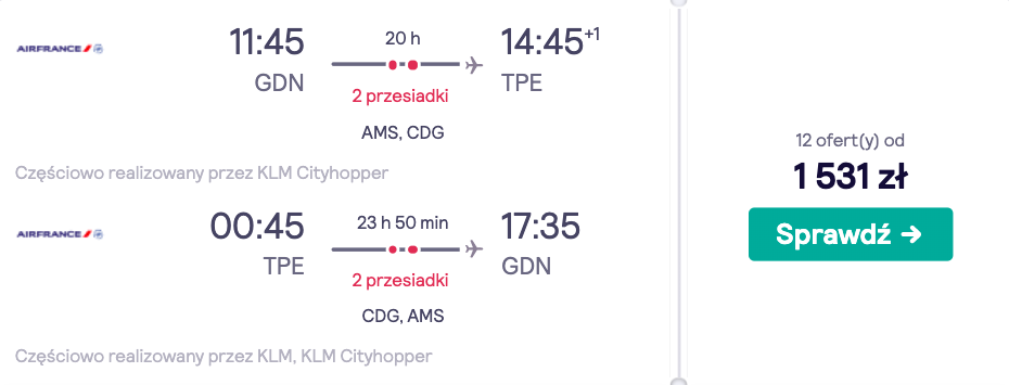 zarezerwuj loty do tajpej