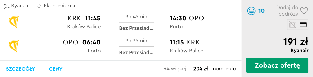 zarezerwuj loty do porto