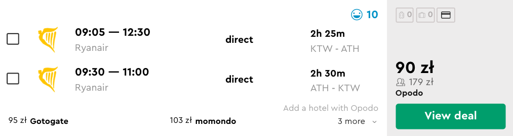 zarezerwuj loty od aten