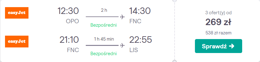 loty na maderę