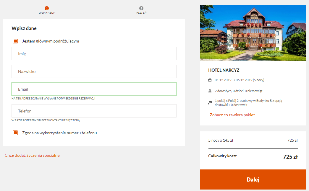 Rezerwacja hotelu