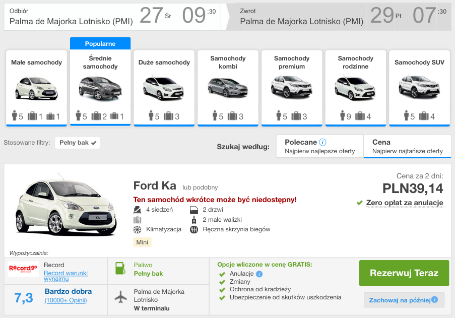 zarezerwuj auto na majorce