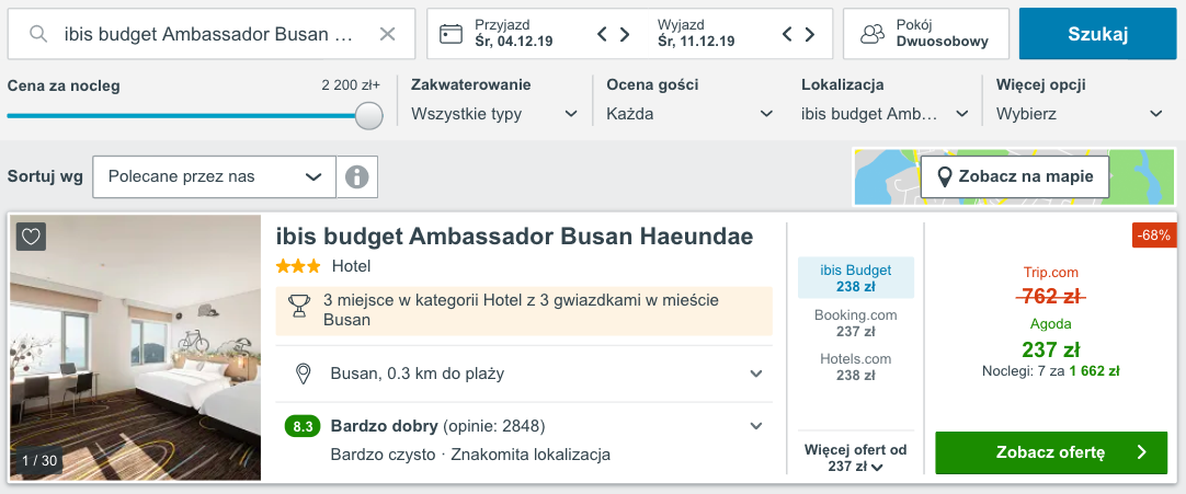 zarezerwuj hotel w pusan