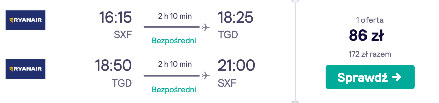 zarezerwuj loty do czarnogory