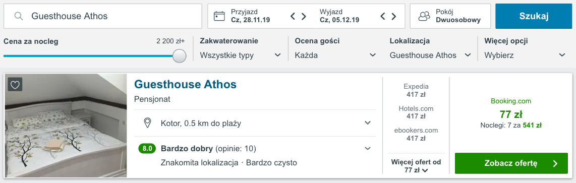 zarezerwuj hotel w kotorze