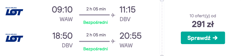 zarezerwuj loty do dubrownika