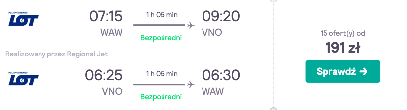 zarezerwuj loty do wilna