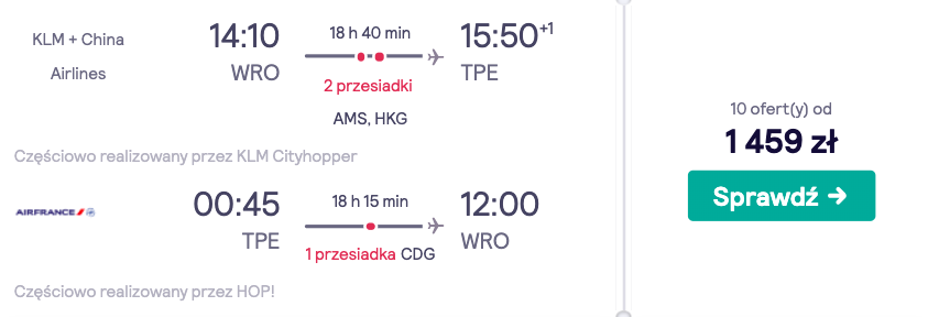 zarezerwuj loty do tajpej