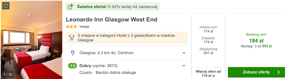 zarezerwuj hotel w glasgow
