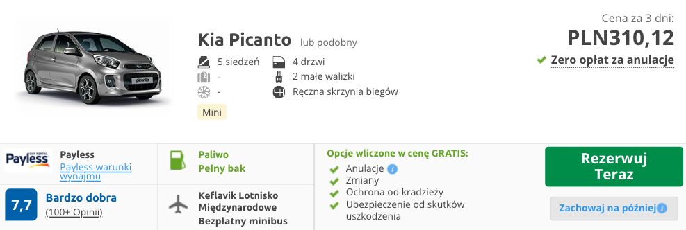 zarezerwuj auto na islandii