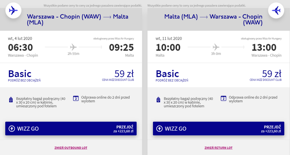 loty na maltę z warszawy