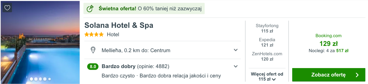 zarezerwuj hotel na malcie