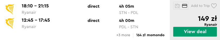 zarezerwuj loty na azory