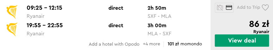 zarezerwuj loty na malte