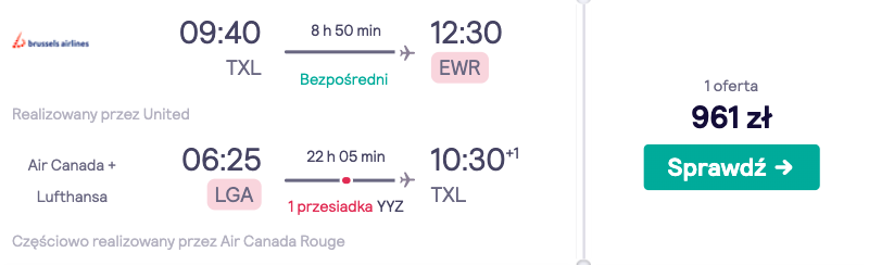 zarezerwuj loty od nowego jorku